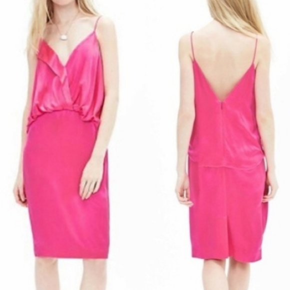 hot pink silk slip dress